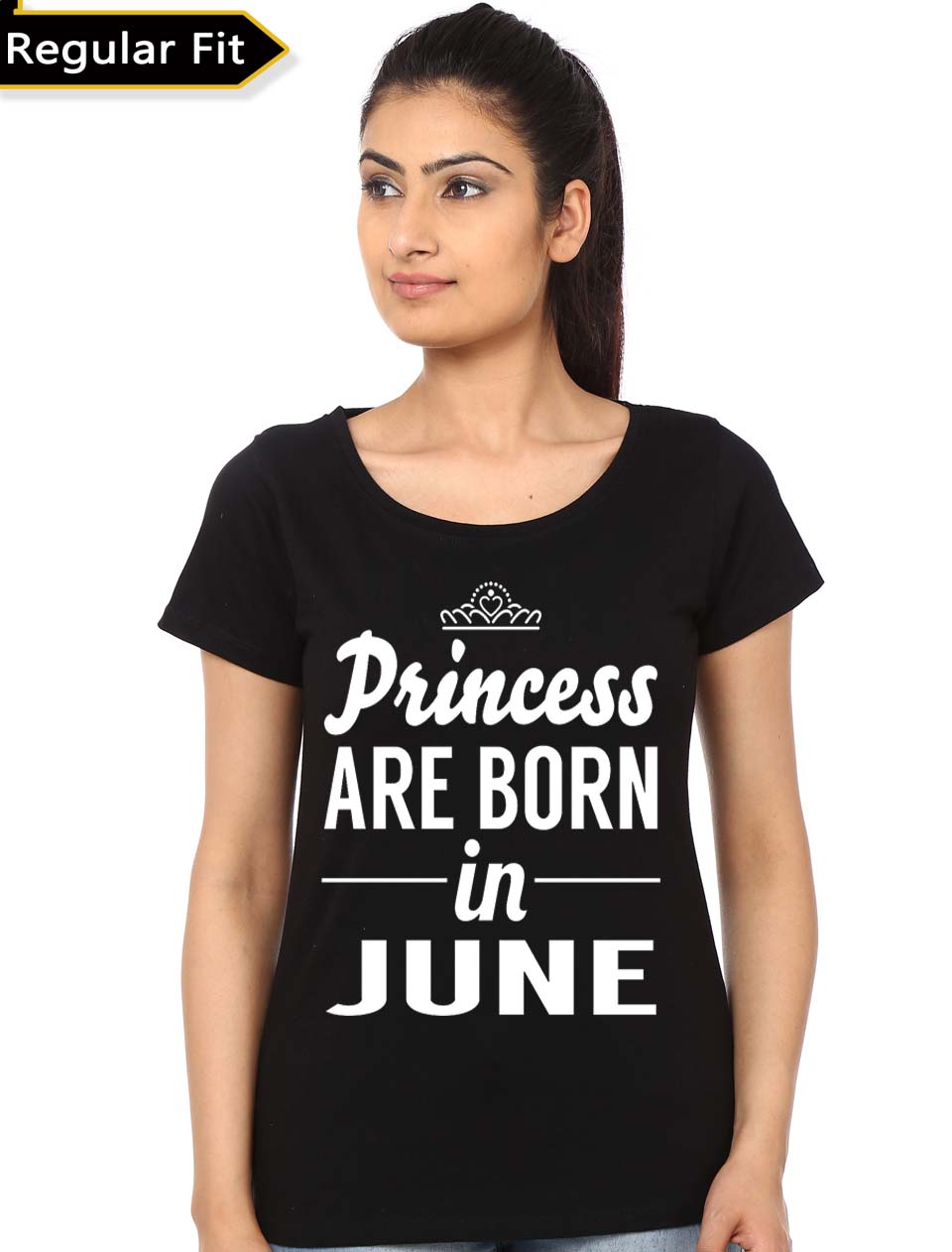 Princess Are Born In June Black T-Shirt