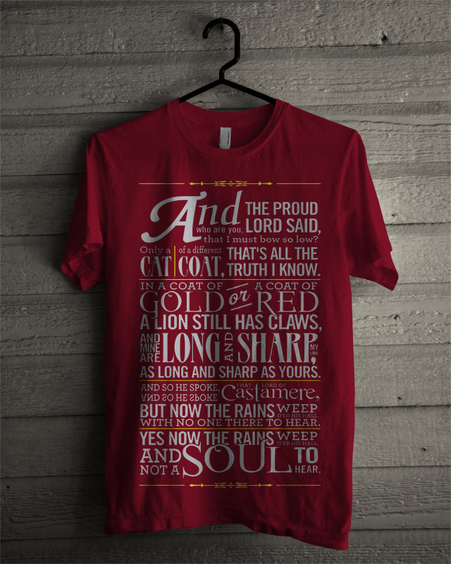 Rains Of Castamere Maroon T-Shirt