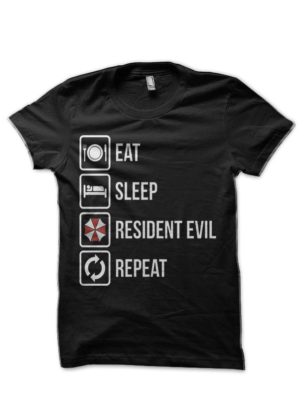 Eat, Sleep, Repeat – Resident Evil Black T-Shirt
