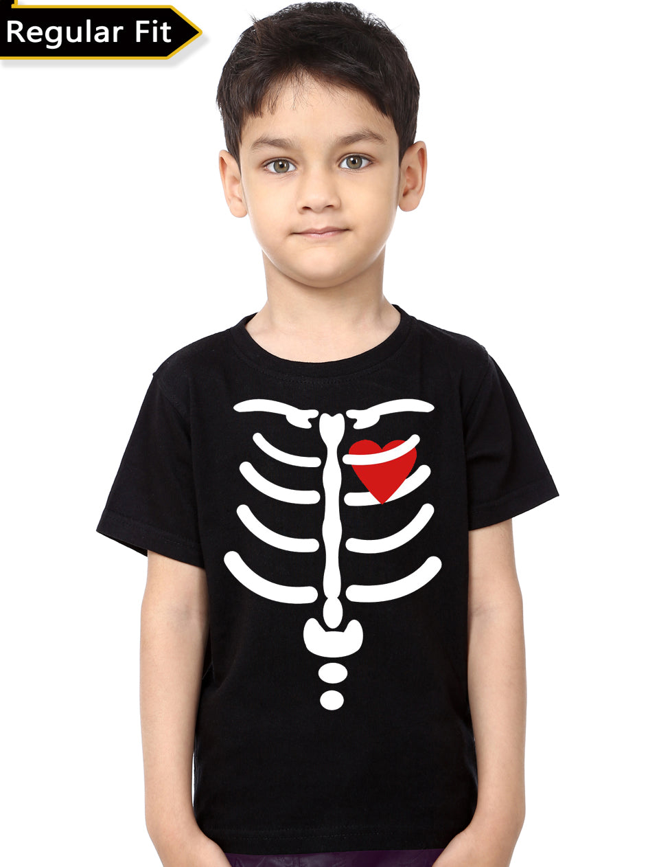Rib With Heart Kids Black T-Shirt