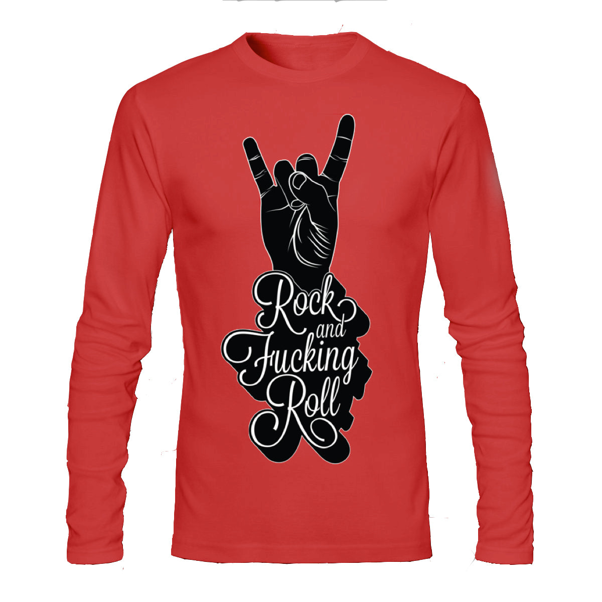 Rock And Fucking Roll Red Full Sleeve Tee
