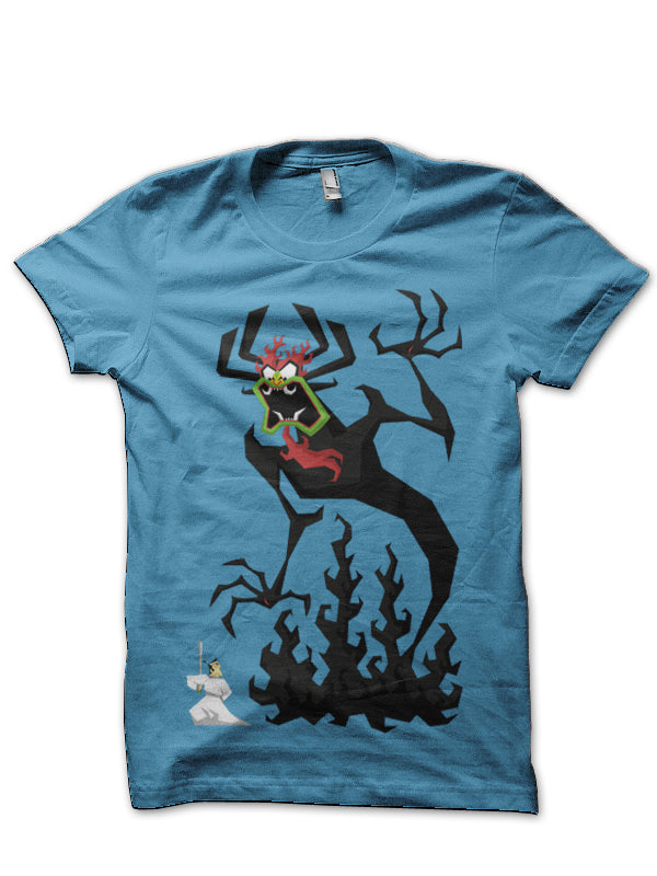 Samurai Jack and Aku Yin Yang Light Blue T-Shirt