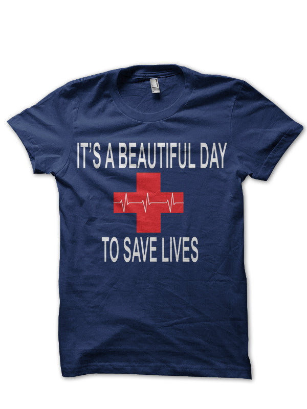 Save Lives Navy Blue Tee