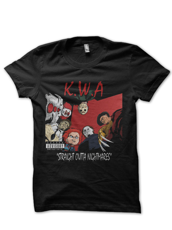Straight Outta Nightmares Black Half Sleeve T-Shirt