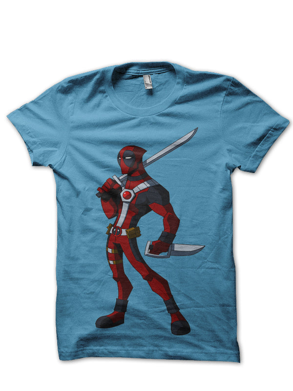 Skinny Deadpool Light Blue Tee (Yellow & Grey Available)