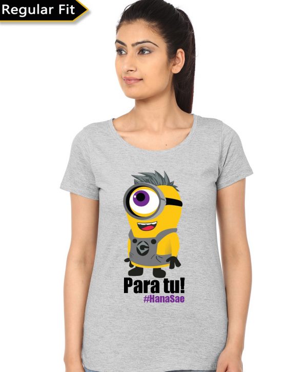 Minion Para Tu Girl’s Grey T-Shirt