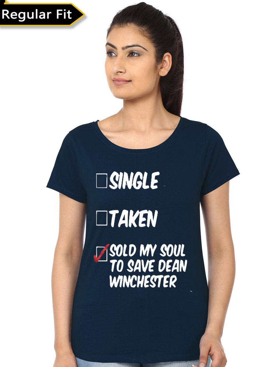 Supernatural Navy Blue Girls T-Shirt