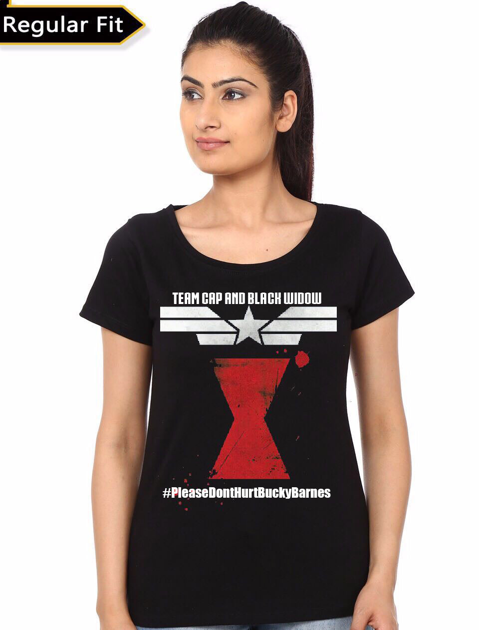 Team Captain America Black Girls T-Shirt