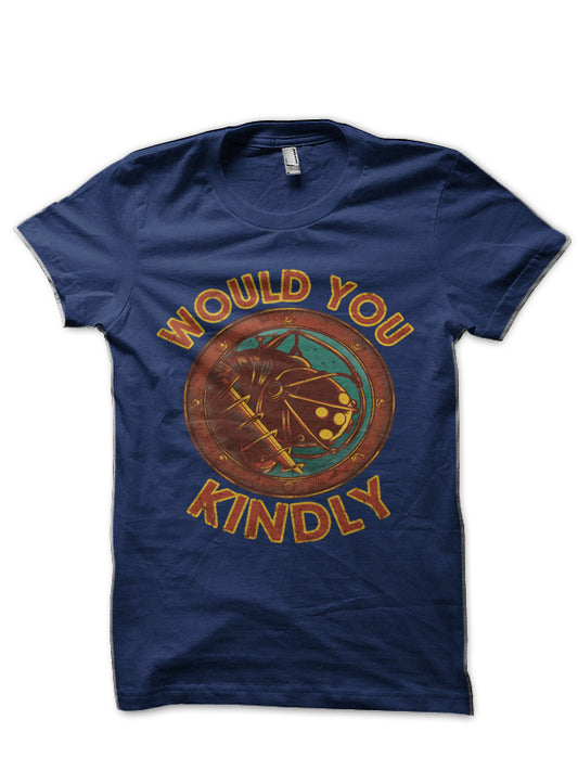 Would You Kindly Navy Blue Half Sleeve T-Shirt