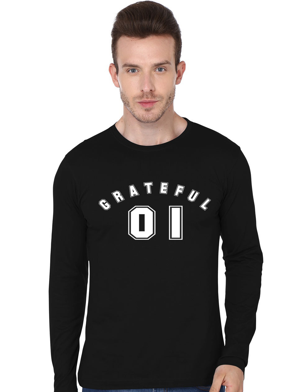 Grateful – Show Your Gratitude All Day Number One Black Full Sleeve T-Shirt