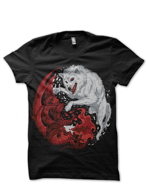 The Dragon And The Wolf Black T-Shirt