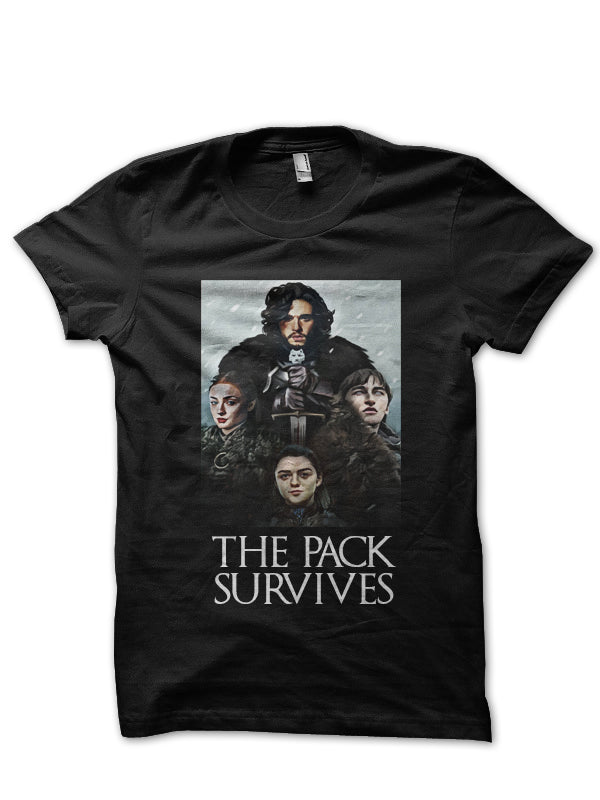 The Pack Survives GOT House Stark Black T-Shirt
