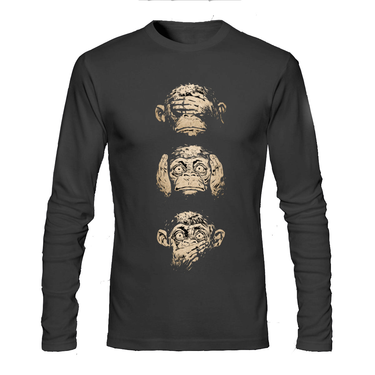 Three Wise Monkeys Black Full Sleeve Tee