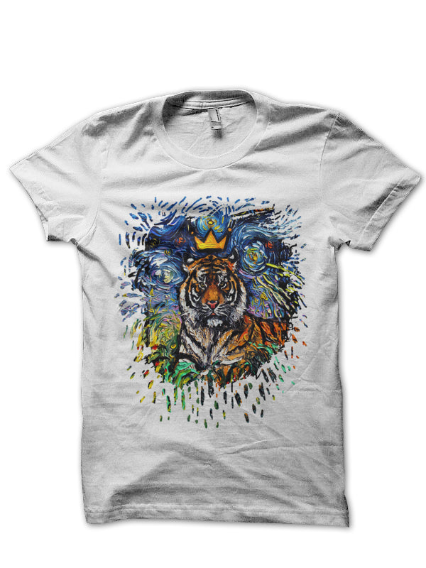 Tiger King Half Sleeve White T-Shirt