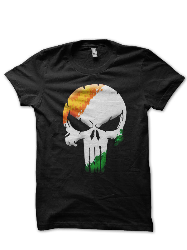 Tricolor Skull Half Sleeve T-Shirt