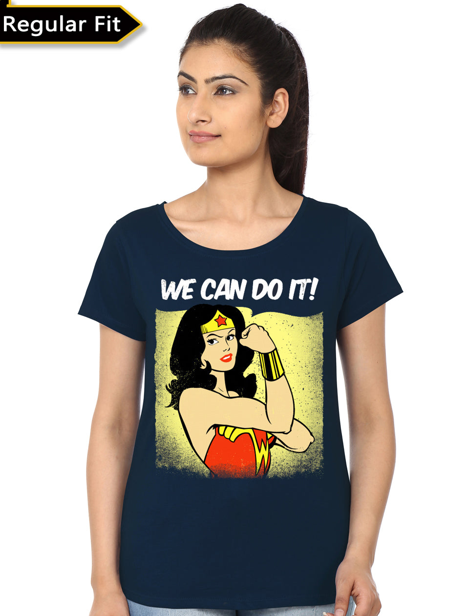 Wonder Woman Navy Blue Girls T-Shirt