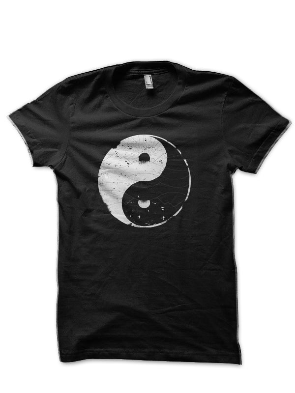 Yin Yang Half Sleeve Black T-Shirt